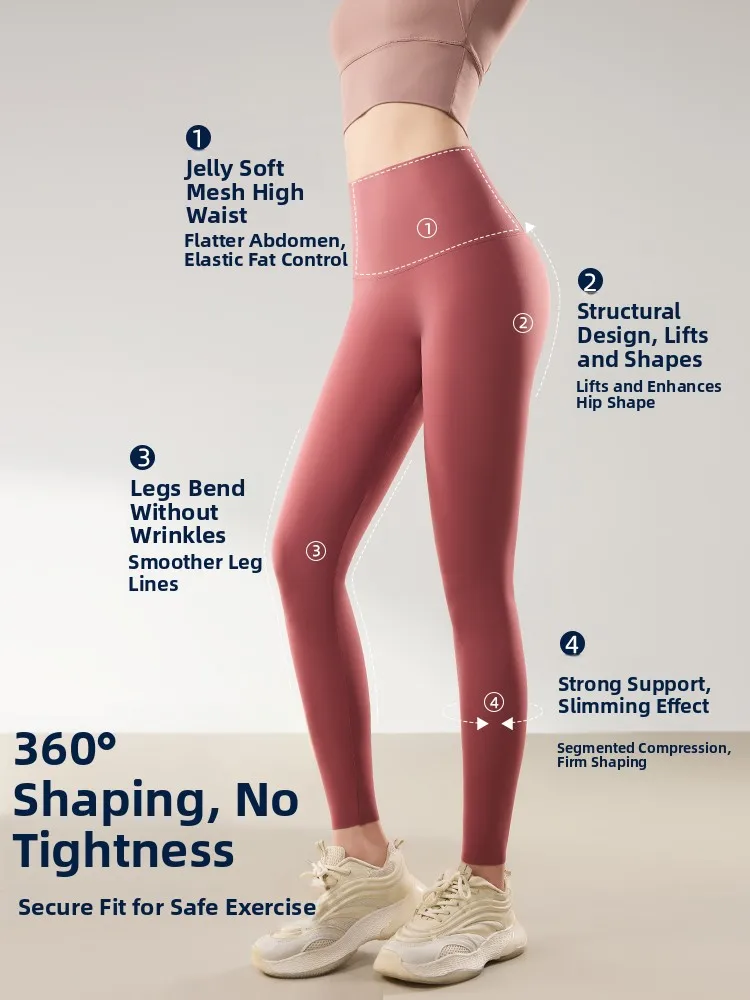 Yoga-Fitnesshose mit hoher Taille für Damen, Pilates, Bauchkontrolle, Po-Lifting, neun Fuß große Arkskin-Hose, Oberbekleidung, keine Peinlichkeit...