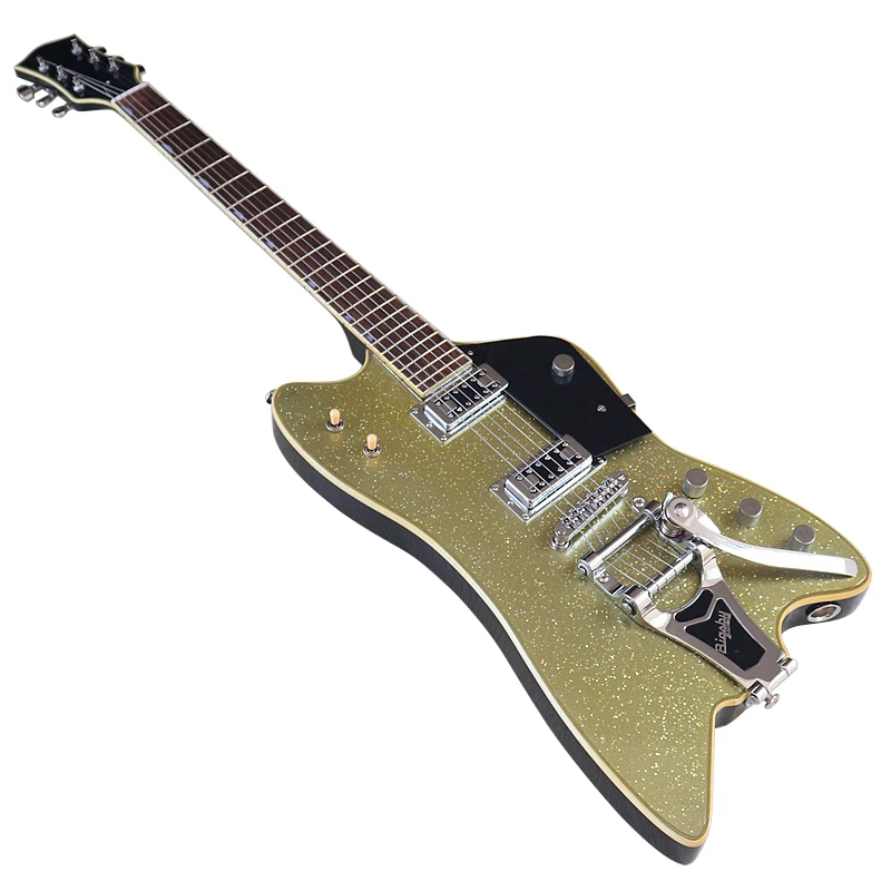 High Grade 6 String Metallic Big Sparkle Electric Guitar Bigs Tremolo Tailpiece Dark Fingerboard Thumbnail Inlay