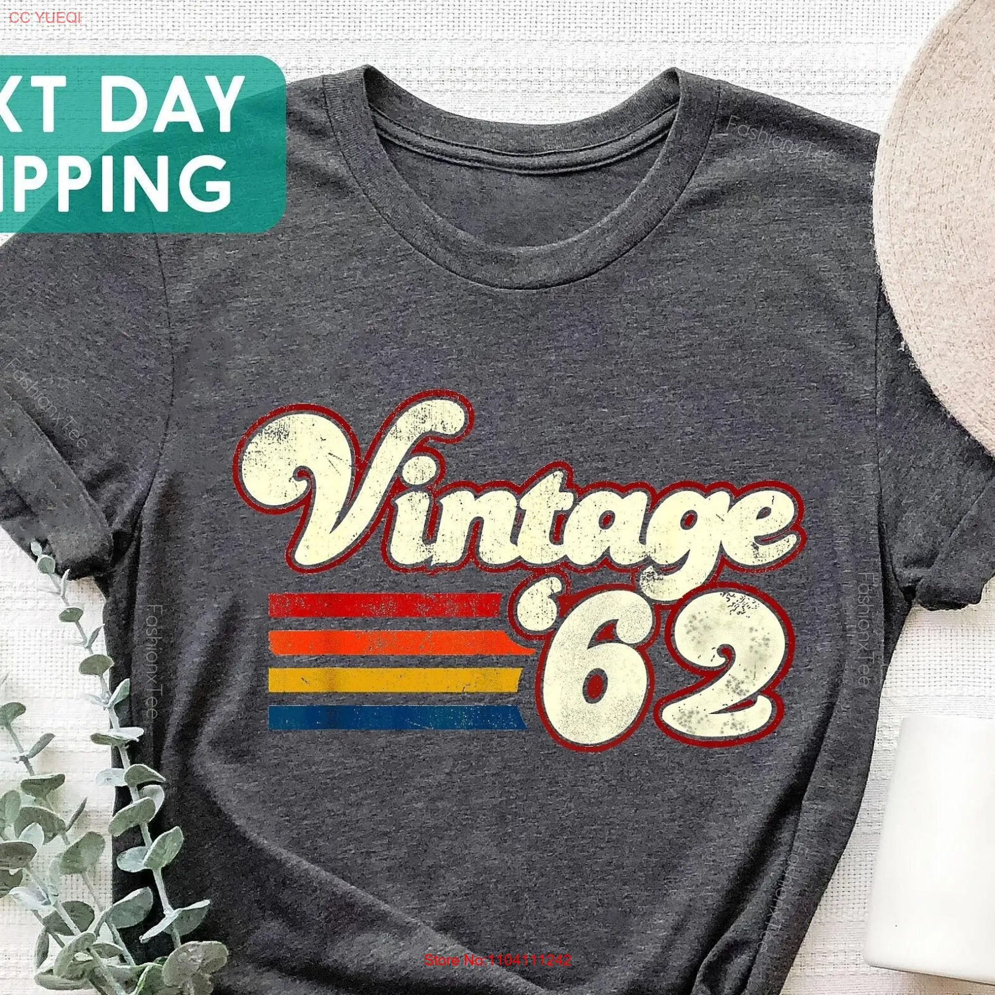 1962 Vintage Birthday T Shirt Retro Style 62nd For Women Father long or short sleeves