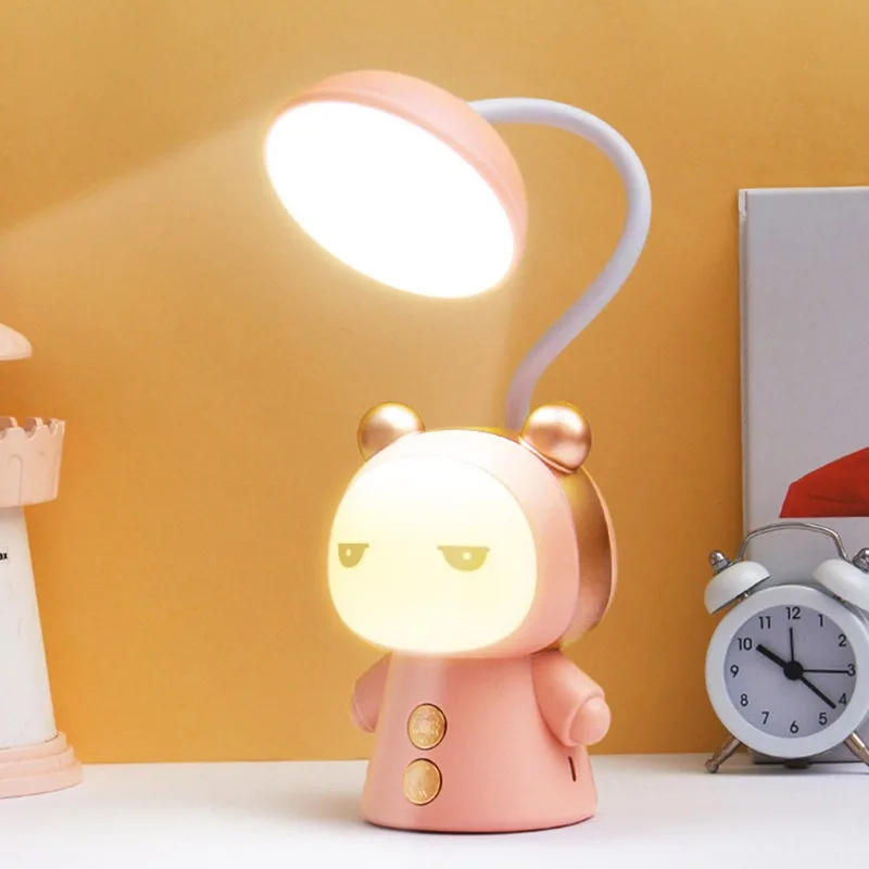 

Cute Cartoon Doll USB Recharge Battery Led Table Night Light Child Eye Protection Desk Lamp Learning Desk Lamp