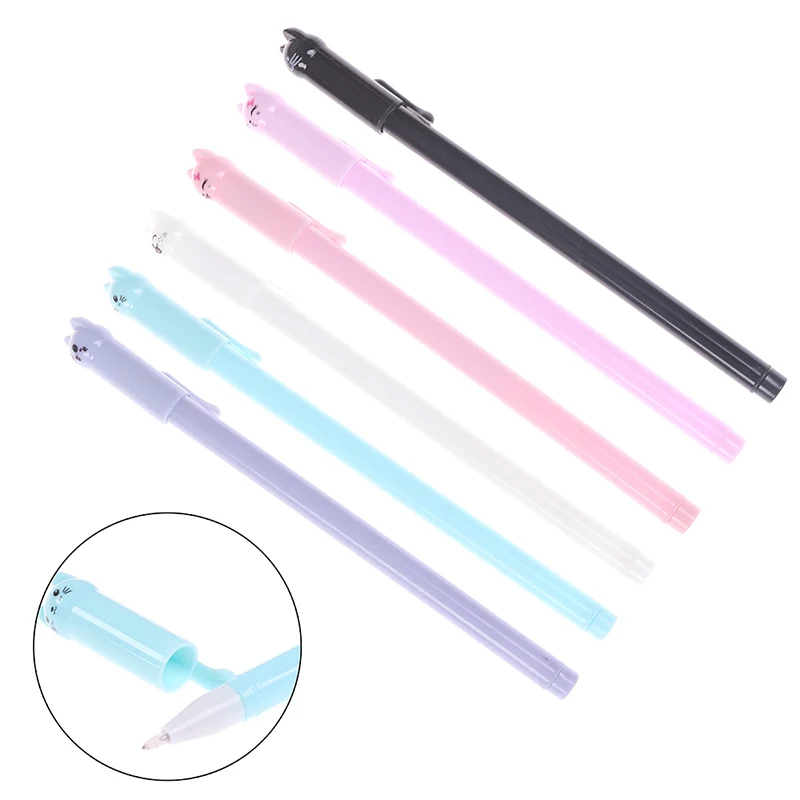 

6PCS/set Cat Pens Kawaii 0.5mm Black Ball Point Gel Pen for School Office Supplies