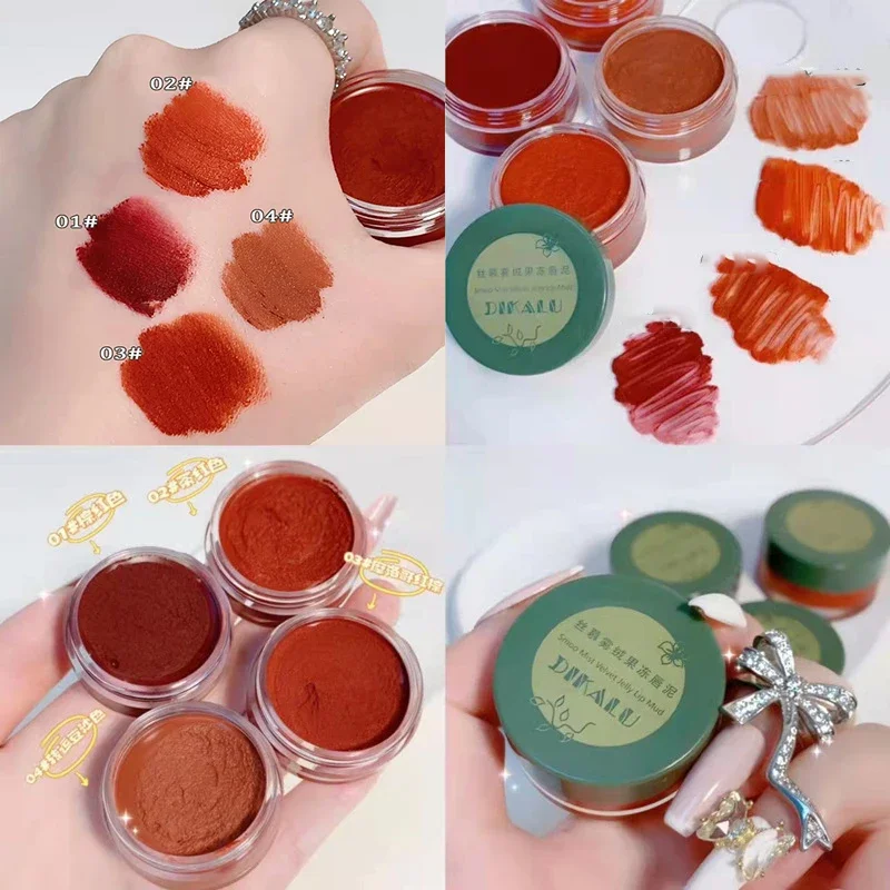 Mousse-pintalabios de terciopelo mate en conserva para mujer, bálsamo labial brillante de larga duración, maquillaje de mejillas, cosméticos