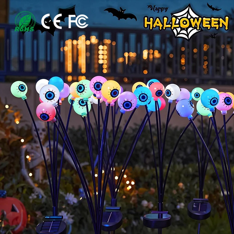 هالوين في الهواء الطلق الشمسية شبح مقلة العين LED أضواء اليقطين توهج يتأرجح اليراع تأثير ل ساحات زاحفة المروج يتوهم الديكور