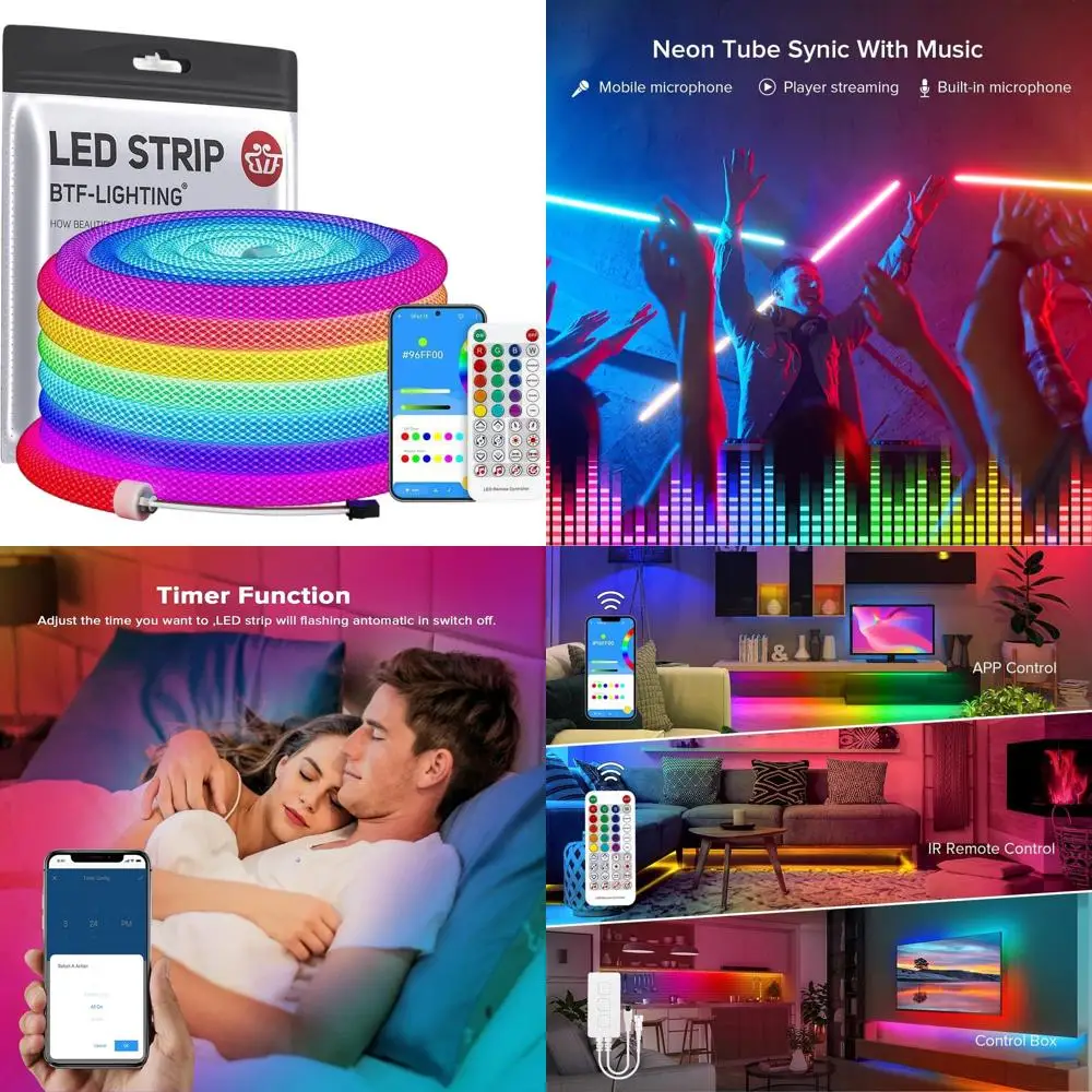 

360 ° Гибкая светодиодная RGB-лента с Bluetooth-контроллером, водонепроницаемая IP67, без адаптера, для домашнего декора