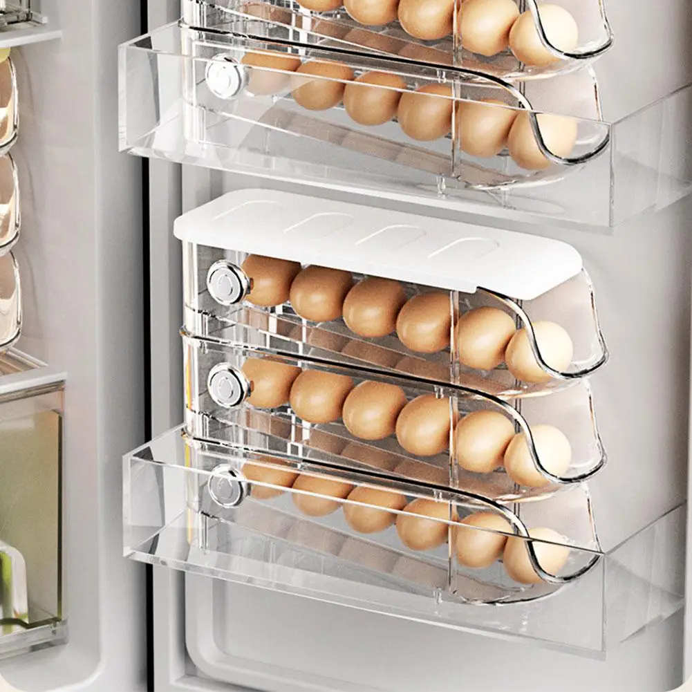 1/2/3 Layers Drawer Type Stackable Storage Bins Refrigerator Egg Storage Organizer Large Capacity Egg Holder Kitchen Egg Boxes