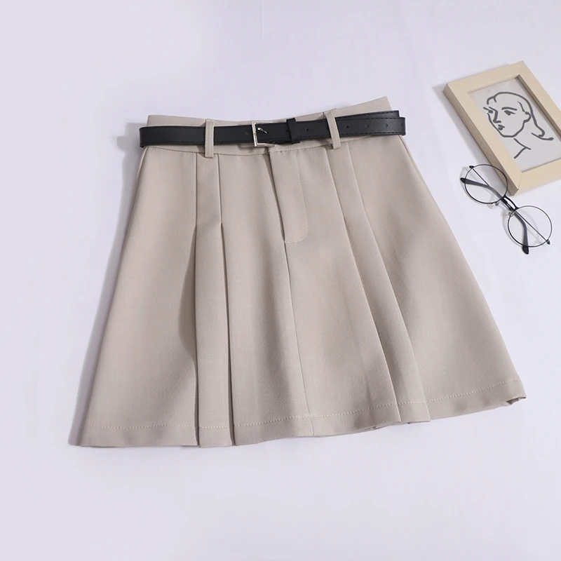 Nomikuma Sweet Cool Spicy Girl Pleated Short Skirt for Women's Fashion Versatile Spliced A-line Half Skirt with Belt