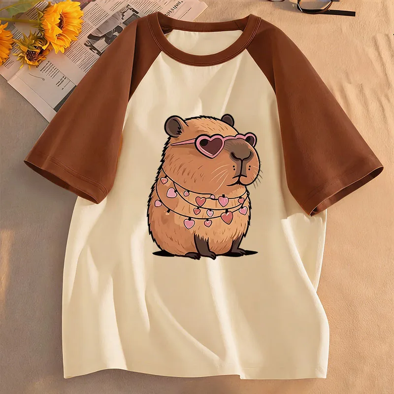 Japanese Style Capybara T Shirts Manga Kids Children's T-shirt Harajuku Hoody for Boys Girls Summer Spring Casual Top Tee