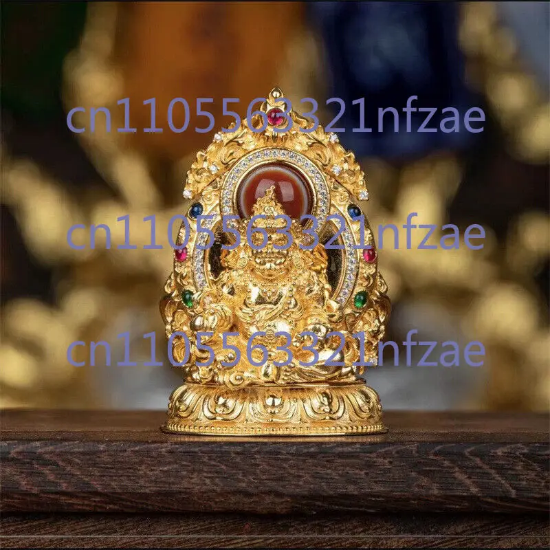 Tybetański buddyzm Miedziany Kamień Szlachetny Żółty Jambhala Bóg Bogactwa Budda Wisiorek Amulet