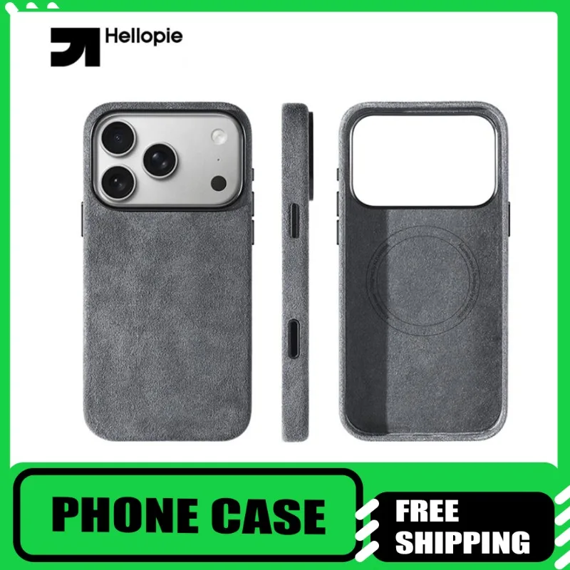 

Чехол Hellopie из алькантары для IPhone 17 Pro Max Series, роскошный чехол MagSafe с кнопкой съемки камеры, противоскользящий магнитный чехол