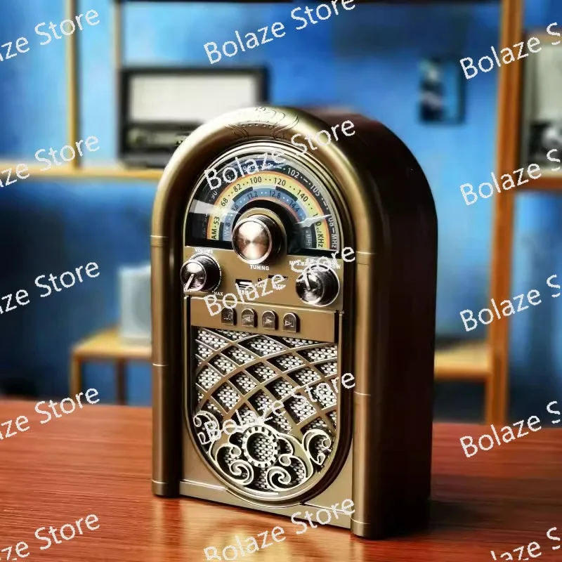 Retro retro radio Bluetooth speaker card stereo desktop FM medium wave short wave high-end