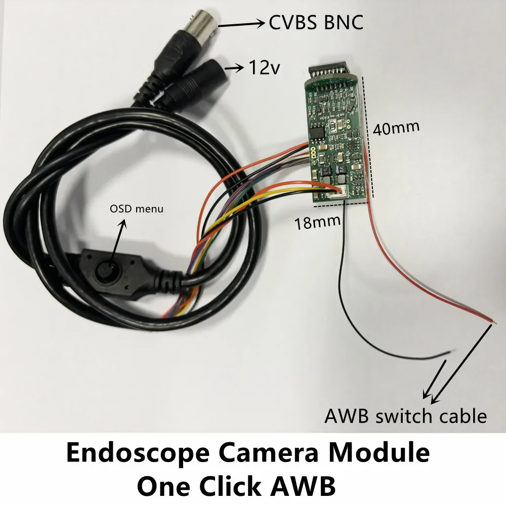 Animal Veterinary Medical AWB Endoscope Module CCD Mini Bullet Video Camera Module Security Analog Camera One-key AWB Switch