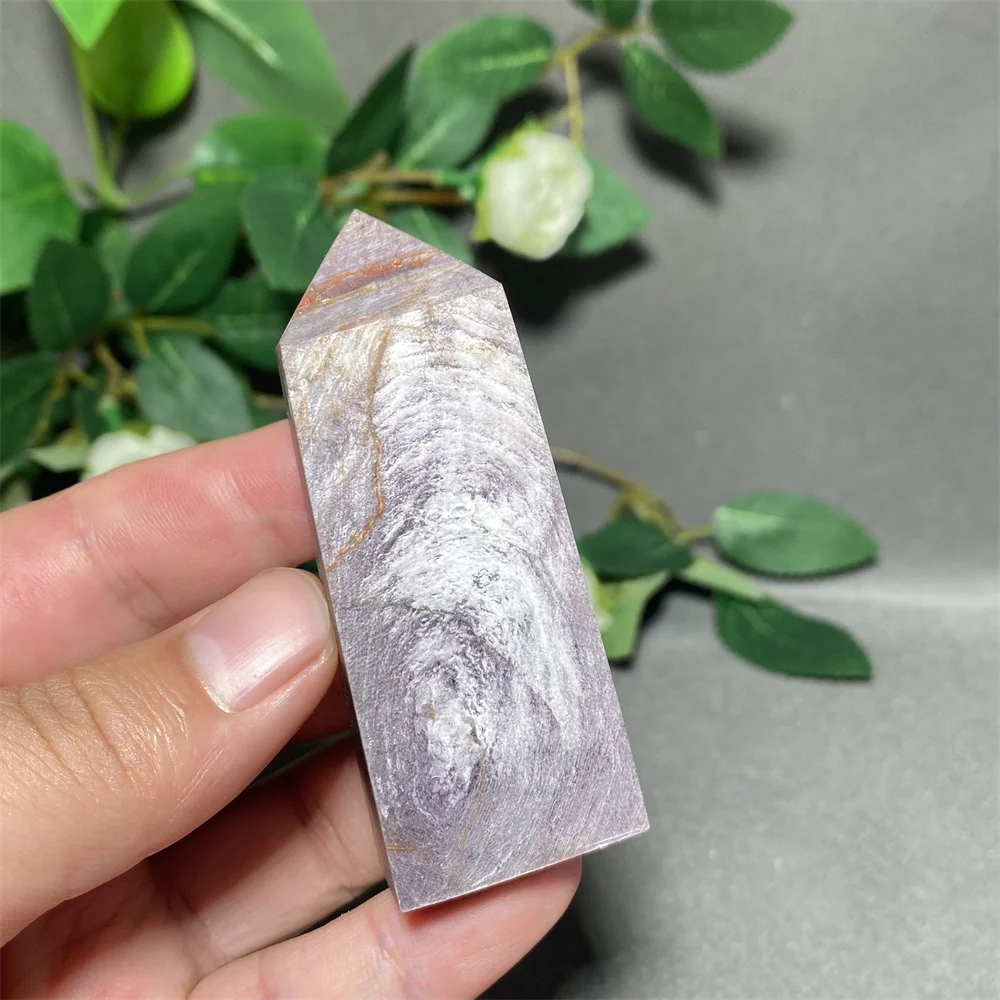 Natural Purple Lepidolite Crystal Column Hand Polished Phlogopite Tower Healing Stone Ornament for Home Decoration 1 Piece