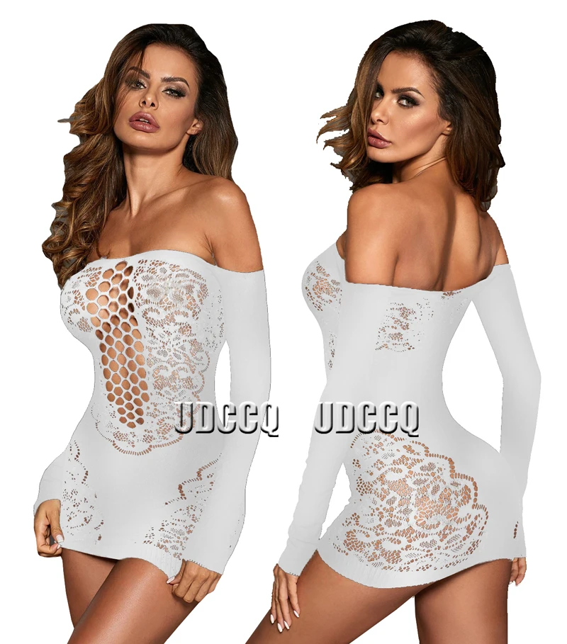 ร้อนเซ็กซี่ปลาสุทธิชุดชั้นใน Sheer Babydoll ชุดชั้นใน Chemises ถุงน่อง Catsuit ขนาดเล็ก Bodysuits ชุดนอน Q500