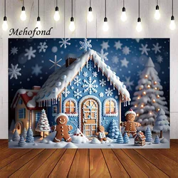 Mehofond Photography Background Winter Gingerbread House Snowflake Xmas Party Kids Family Portrait Decor Backdrop Photo Studio