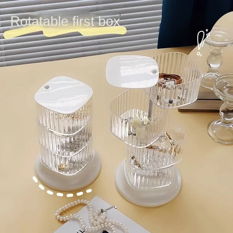 Вращающаяся шкатулка для хранения ювелирных изделий, высококачественные изысканные серьги, серьги-гвоздики, ожерелье, Ручные украшения, шпильки, 2023 г.