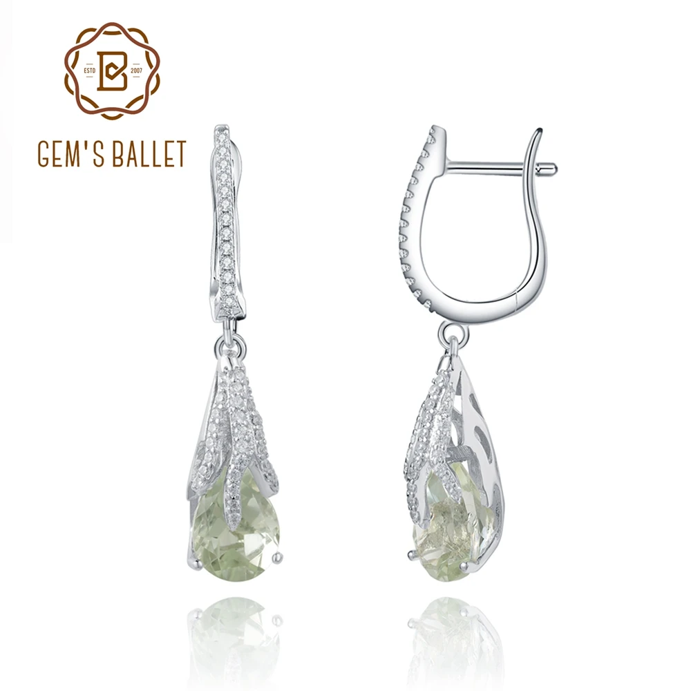 

Gem's Ballet Earrings For Women 100% 925 Sterling Silver Earring 2022 Trend Wedding Jewelry Exquisite Luxury Green Amethyst