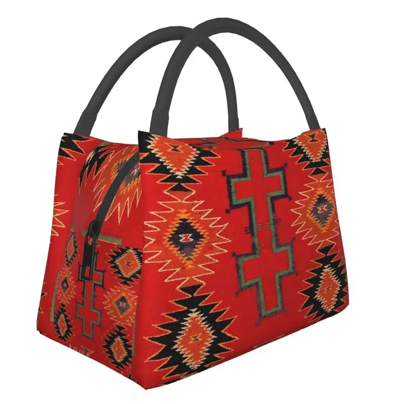 

Navajo Saddle Blanket Thermal Insulated Lunch Bag Women Bohemian Geometric Diamond Tribal Ethnic Art Resuable Tote Meal Food Box