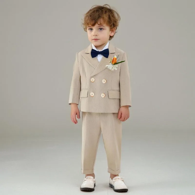 Boys Wedding Suit Handsome Black Tie Blazers Set Childrens Formal Birthday Tuxedo 2 To 12 Years Kids Piano Performance Costume