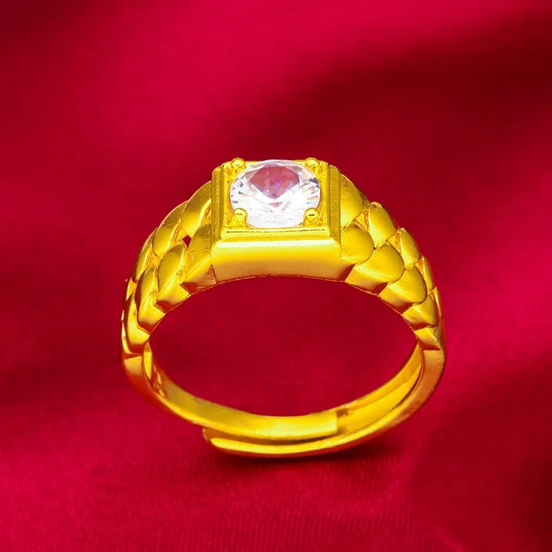9999 genuine gold 24K pure gold high-end Eiffel Tower couple ring gold ring adjustable men's and women's gold jewelry ring