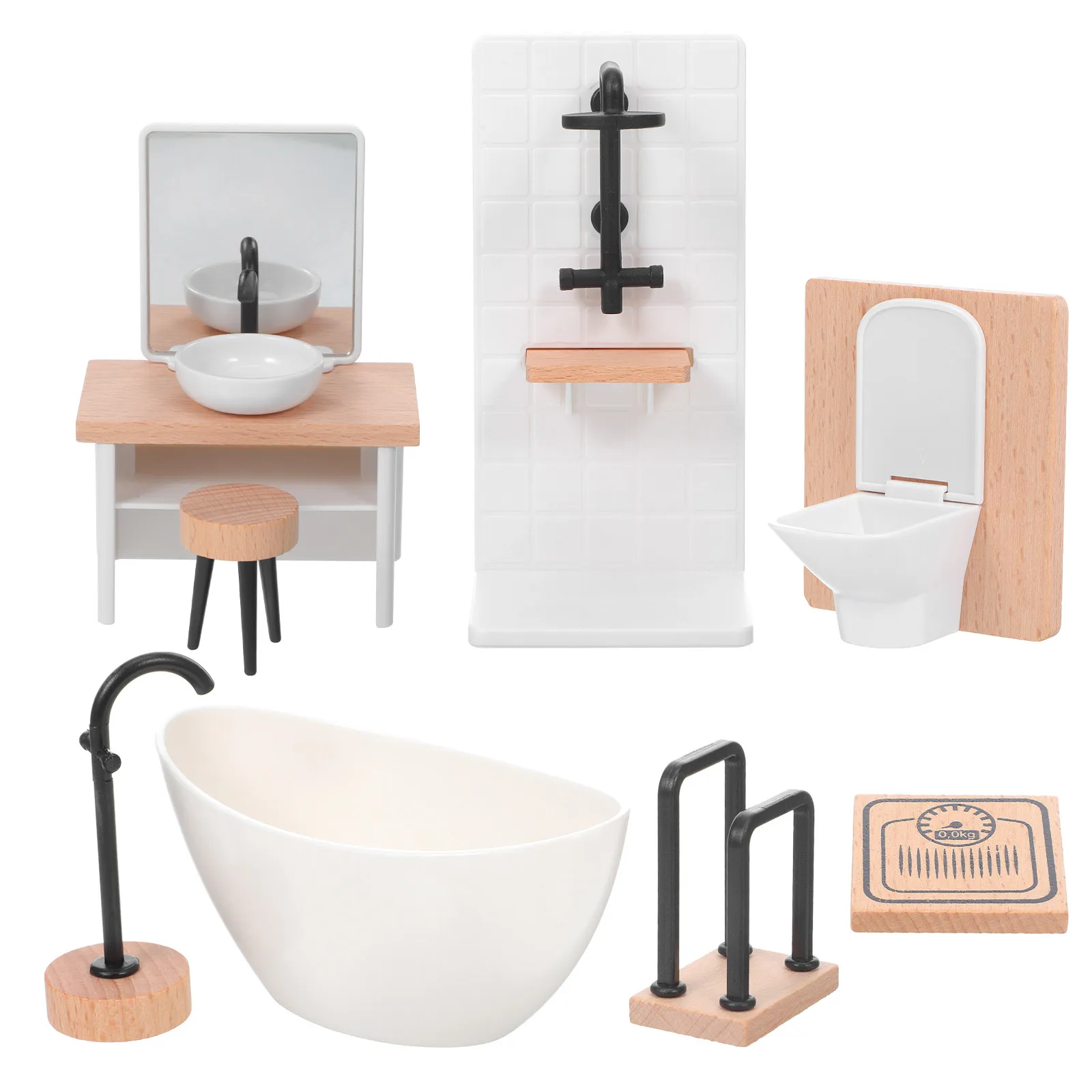 1set-miniature-bathroom-set-for-dollhouse-modern-style-bathtub-toilet-sink-shower-mirror-decor-fine-crafted-wood-plastic-safe