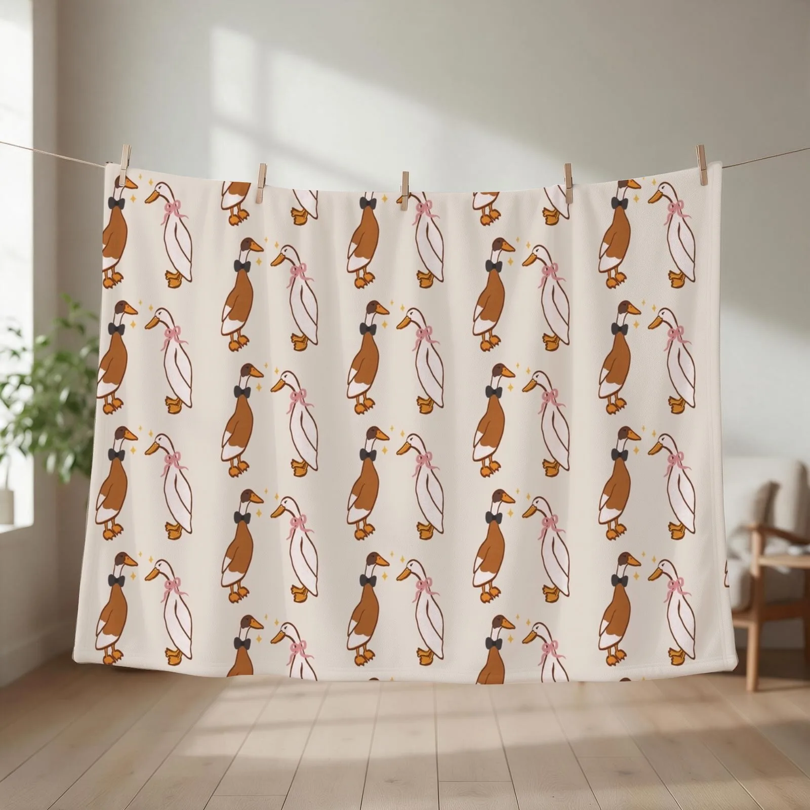 Indian Runner Ducks Throw Blanket Shaggy Camping Plush Extra Large Throw Blankets