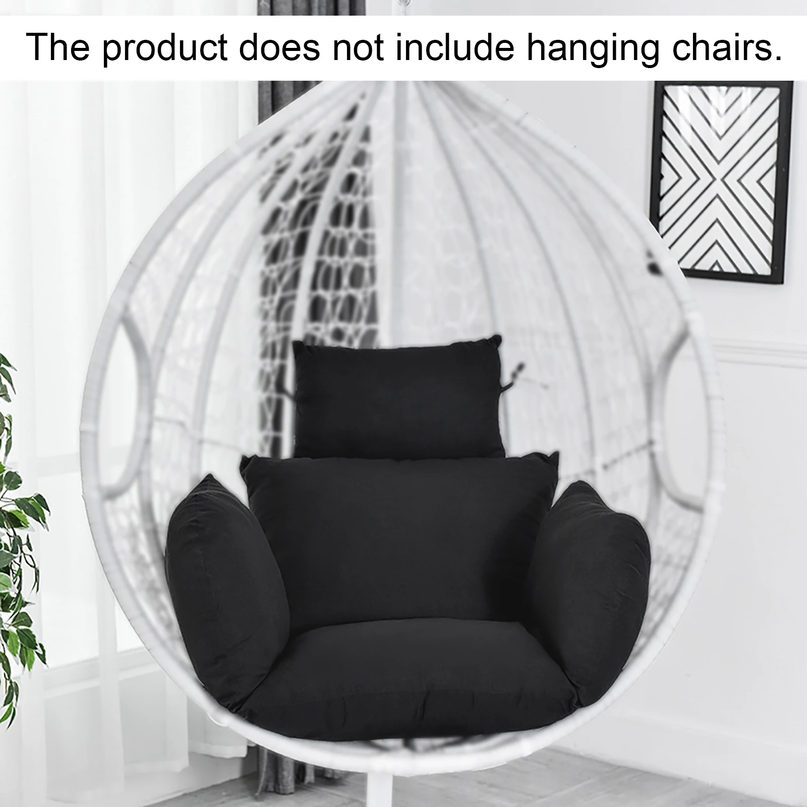 Hanging Chair Cushion Pillow Removable Hanging Swing Sofa Cushion Non-slip Single Gray/Black For Hanging Basket