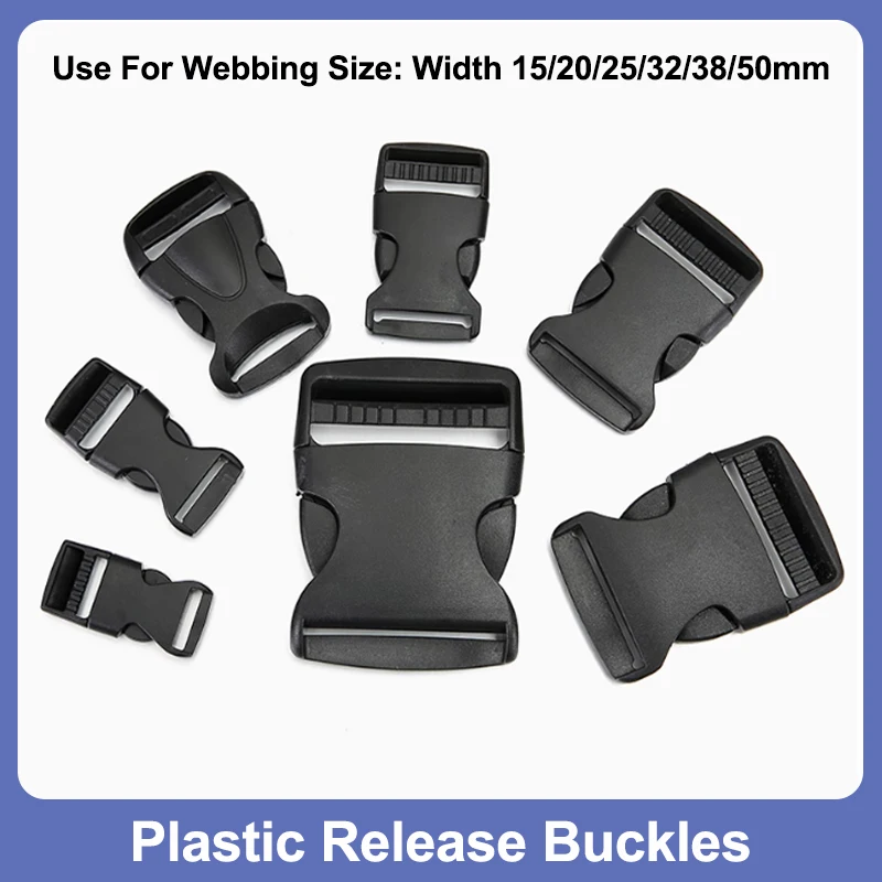 

2 ~ 50pcs Black Plastic Release Buckle Dog Collar Nylon Webbing Tape Adjust Slider Side Clip Clasp Bag Strap Repair Accessories