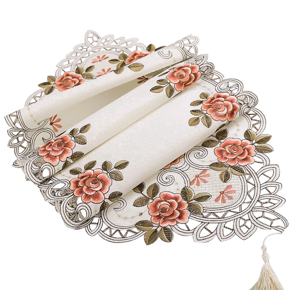 Elegant Rustic Tablecloth Embroidered Table Decor Party Decoration 40*176 Cm Flower Embroidered Tablecloth 40*176 Cm Table Cover