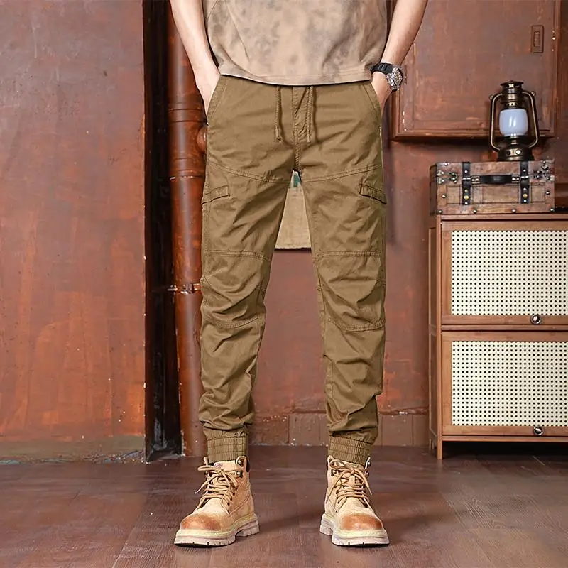 

American Sle Men's Casual Work Pants Spring Outdoor Sports Climbing Multi-ket Loose Fit Long Trousers Faionable Urban
