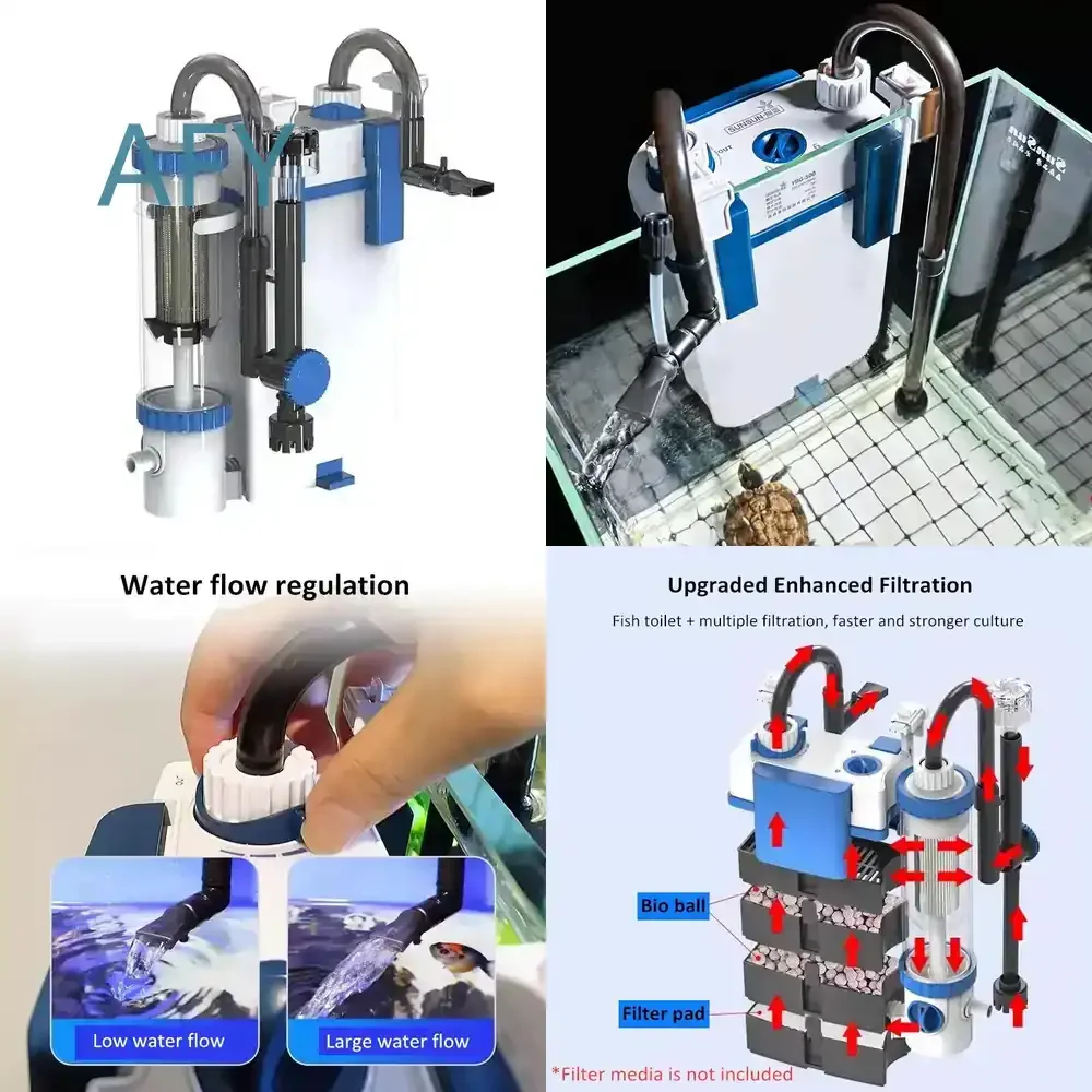 3 in 1 Hang on Back External Aquarium Filter for Fish Tank Filter Fish Waste Collector 220V 50Hz aquarium filter hang on back