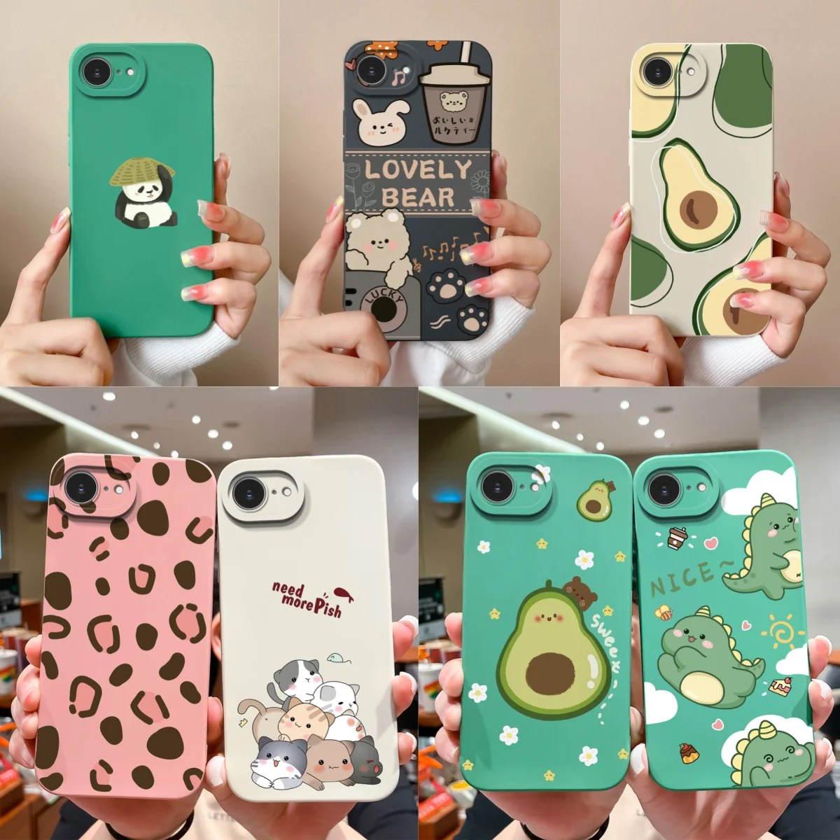 Cute Cartoon Cover For iPhone 16E Case For iPhone SE 2025 High Quality Premium Liquid Silicone Camera Protection Soft Phone Case