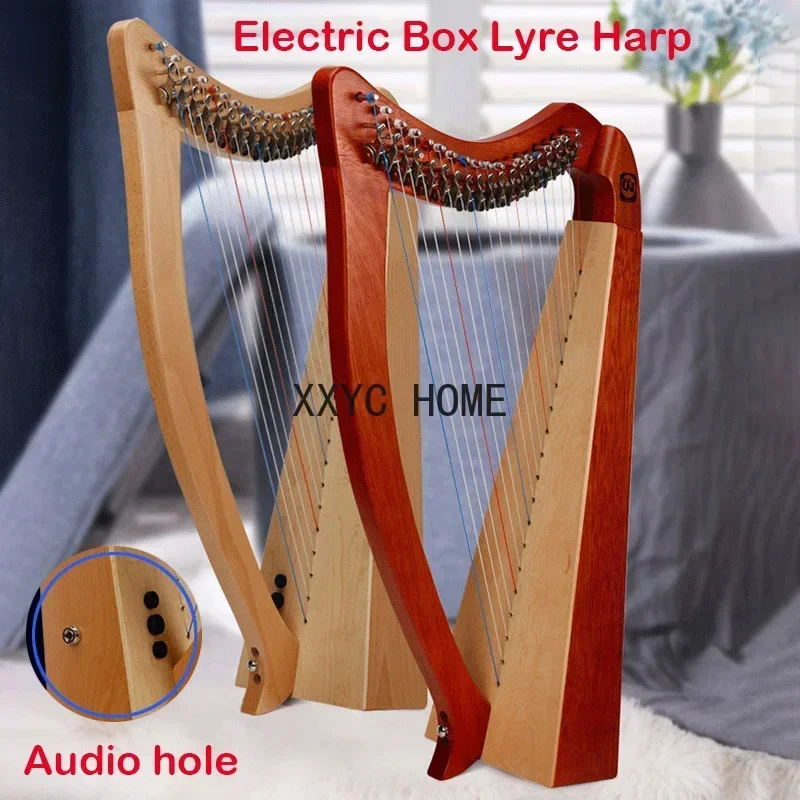 TAO Electric Lyre Harp 19 Strings Half Key Lyre Harp Highquality Full Veneer Solid Wood 19 String