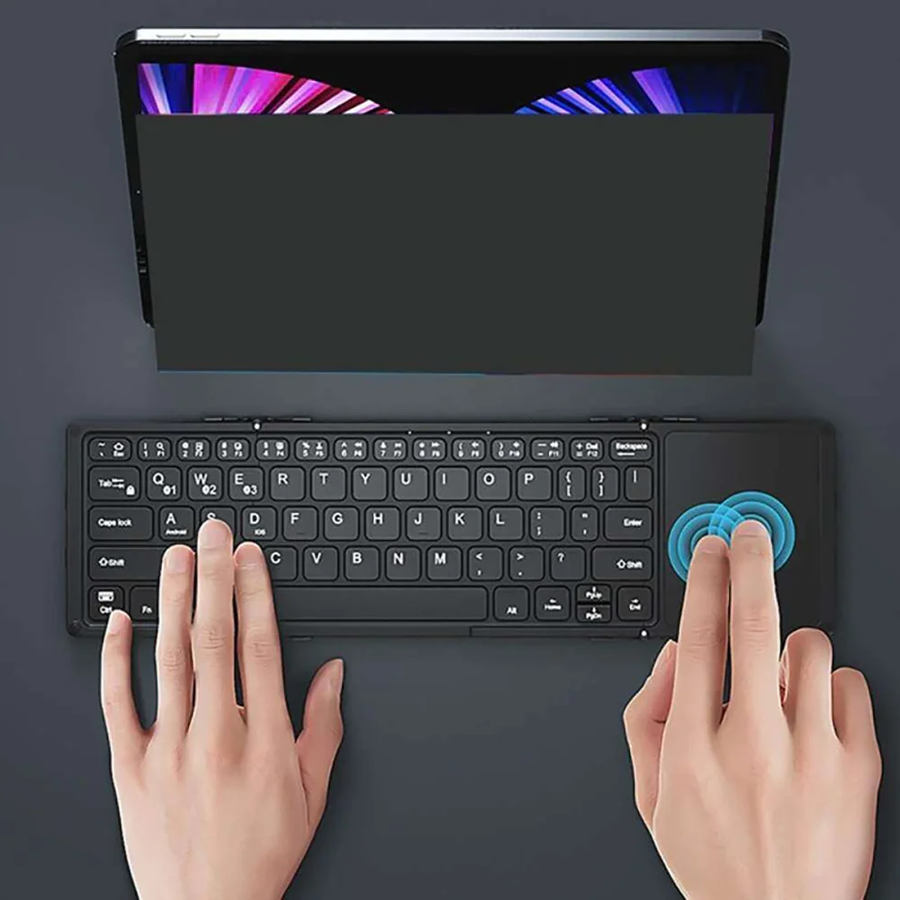 JOMAA Foldable Wireless Rechargeable Keyboard With Touchpad Multi-Device Folding Bluetooth Keyboard For IOS Android