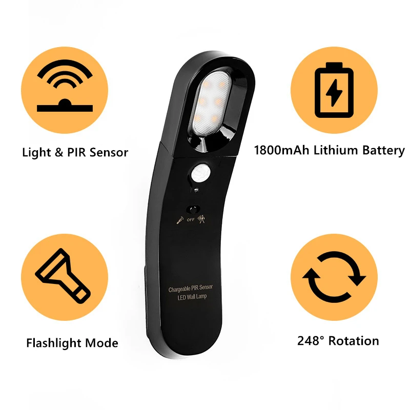 1pc inteligente led pir sensor de movimento luz noturna usb indução do corpo humano lâmpada parede lanterna emergência