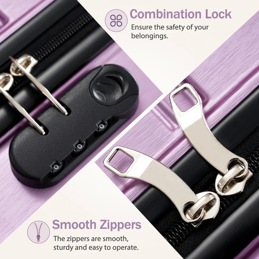 Hardshell Luggage Set 3 Piece Durable ABS+PC Travel Suitcase with Spinner Wheels for Men Women (20/24/28 Inch)