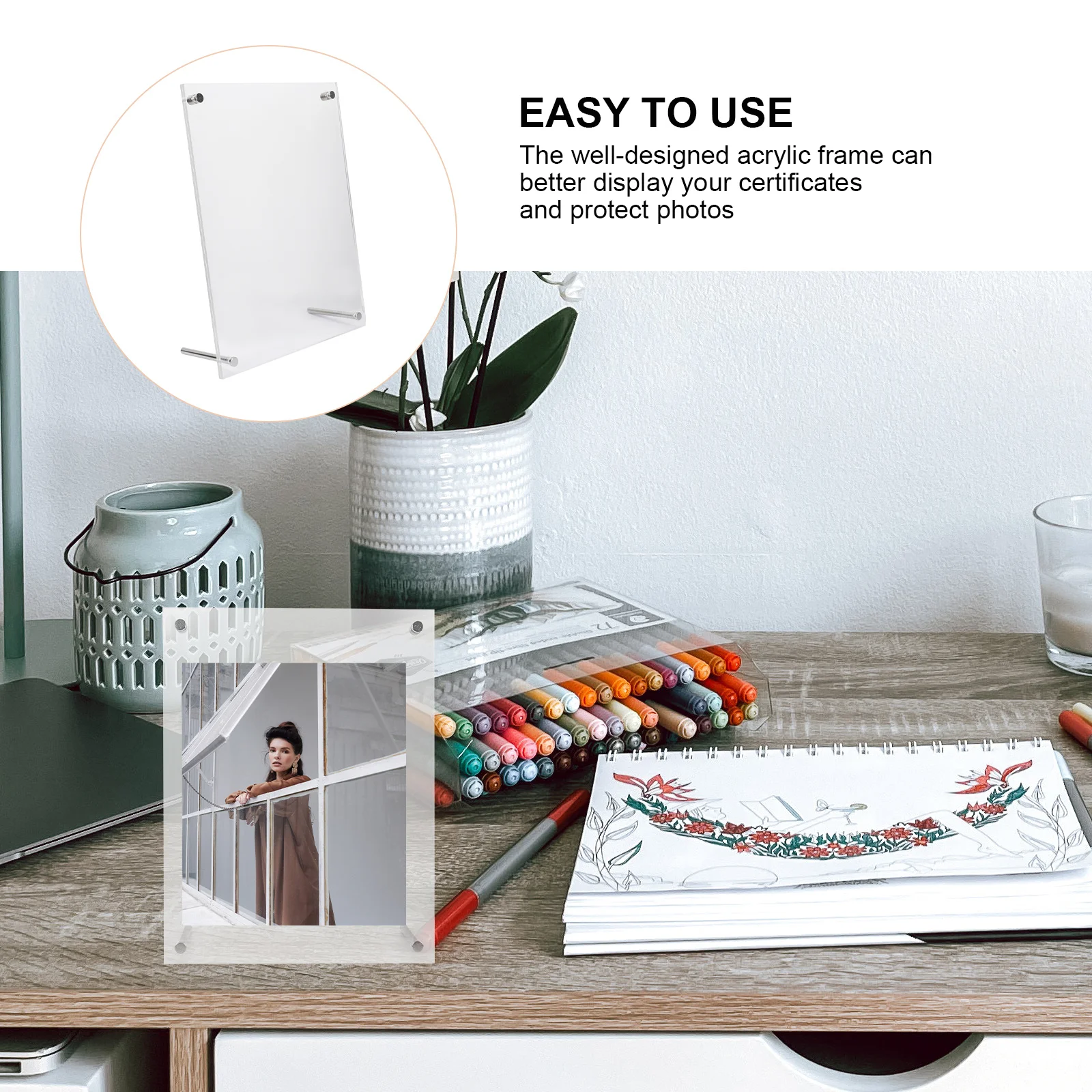 

Acrylic Desktop Photo Frame For Picture Certificate Display Decorative Indoor Holder Award Business License Stand