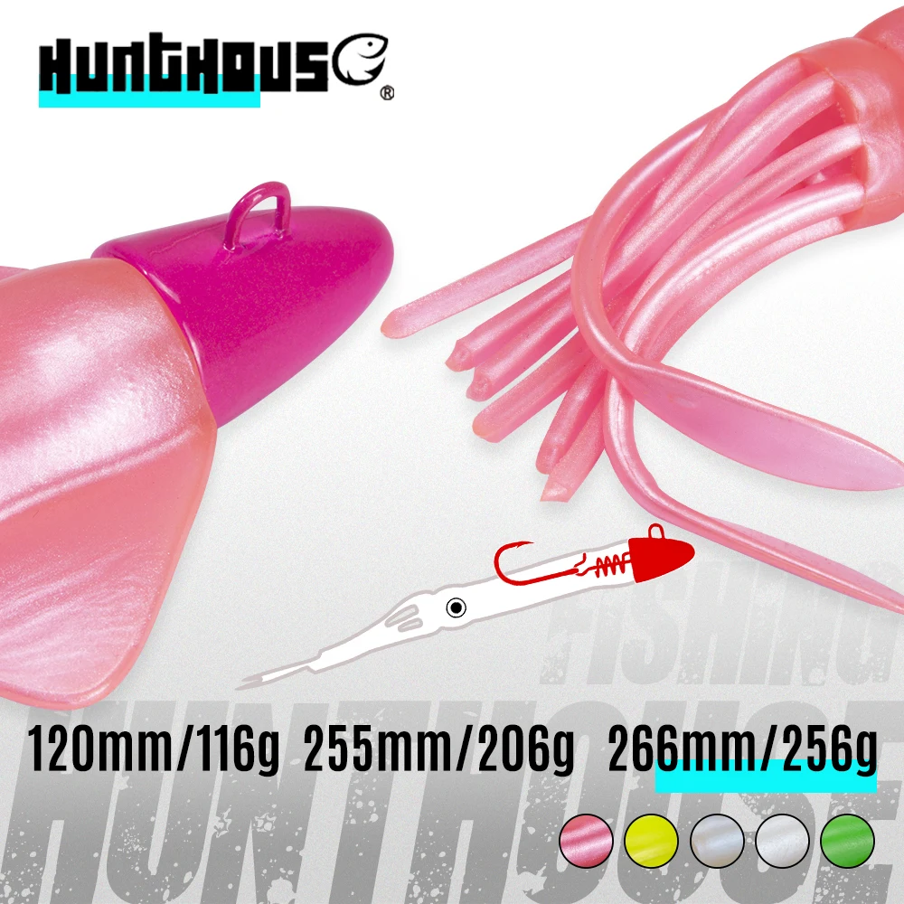 Hunthouse Jigging Lure 116g Squid Bait Jig Head Silicone Lure Trolling Lerrue per la pesca tonno GT Peche En Mer Calamar LW229