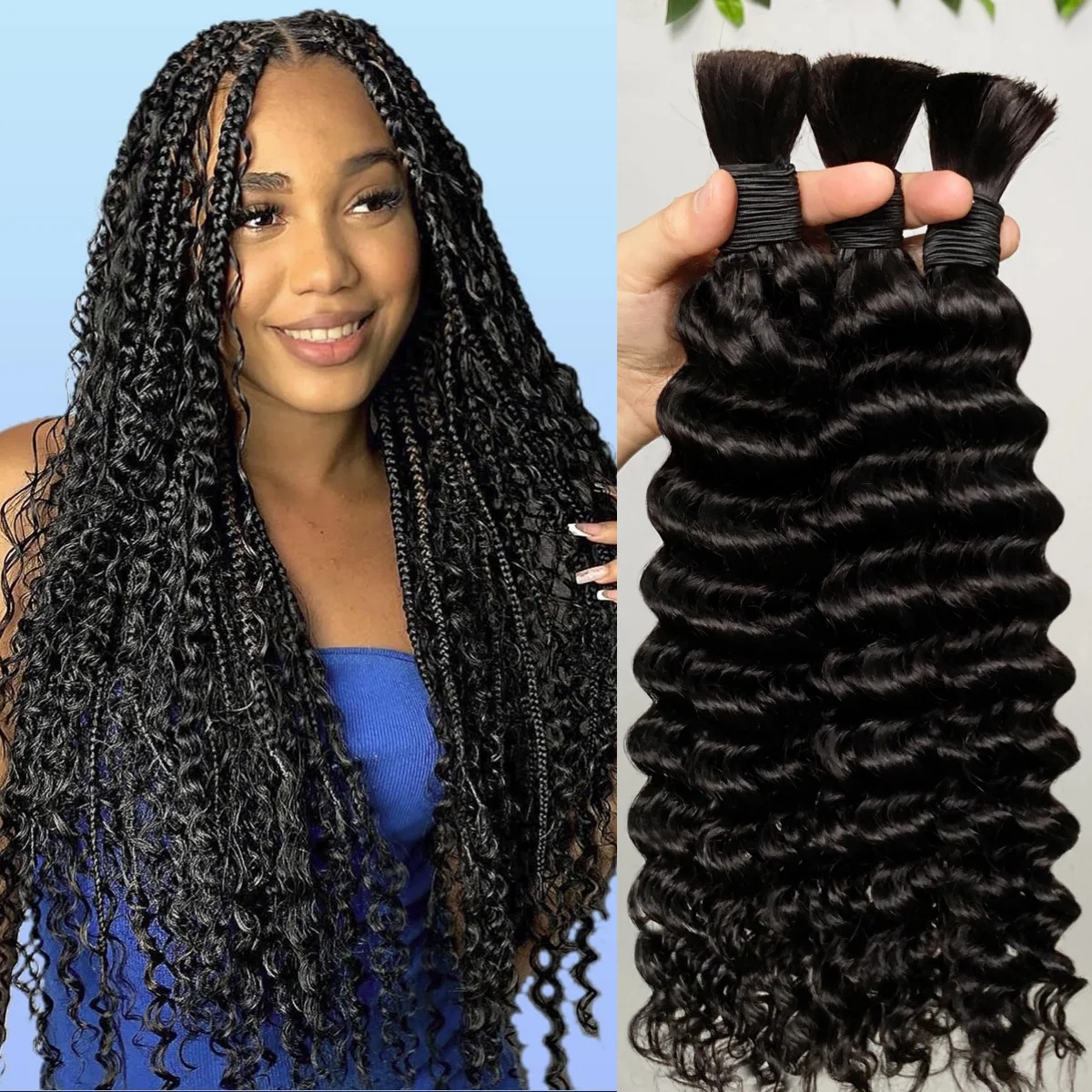 Массовые человеческие волосы Queen Mary с глубокими волнами для плетения натурального цвета, 100 г/шт., вьющиеся волосы, 1/3 шт., пучки наращивания для косичек в стиле бохо