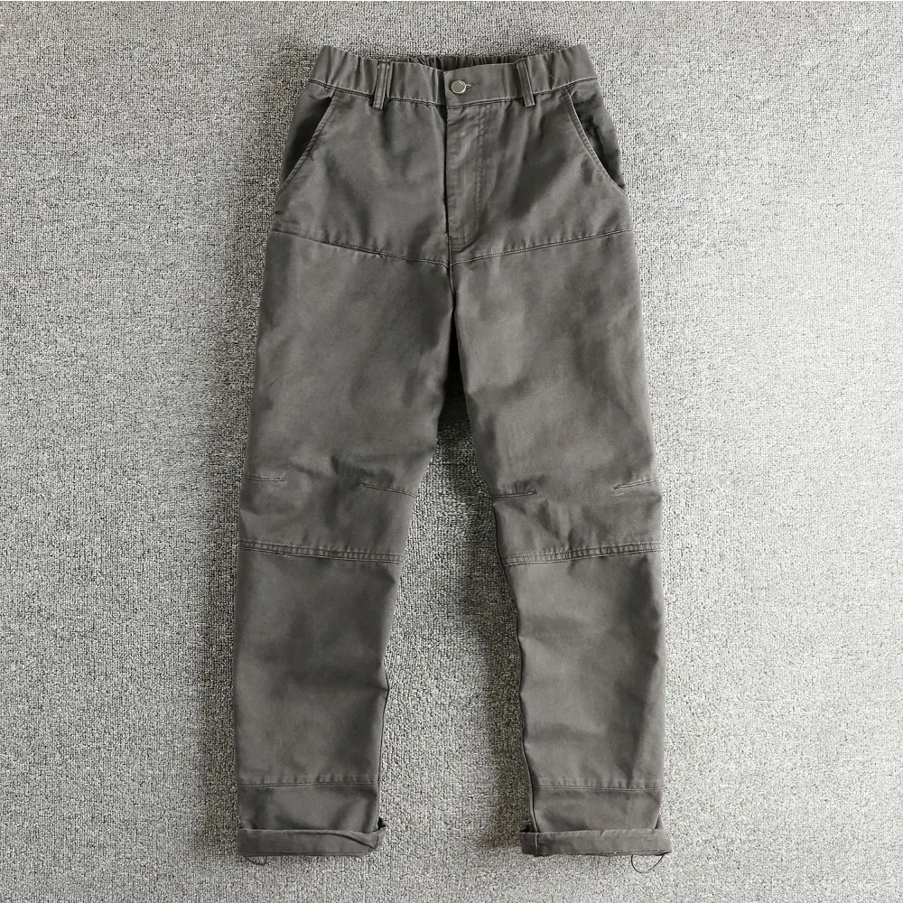 

Мужская рабочая одежда из хлопка в стиле ретро, повседневные брюки, свободные прямые трендовые брюки на шнурке