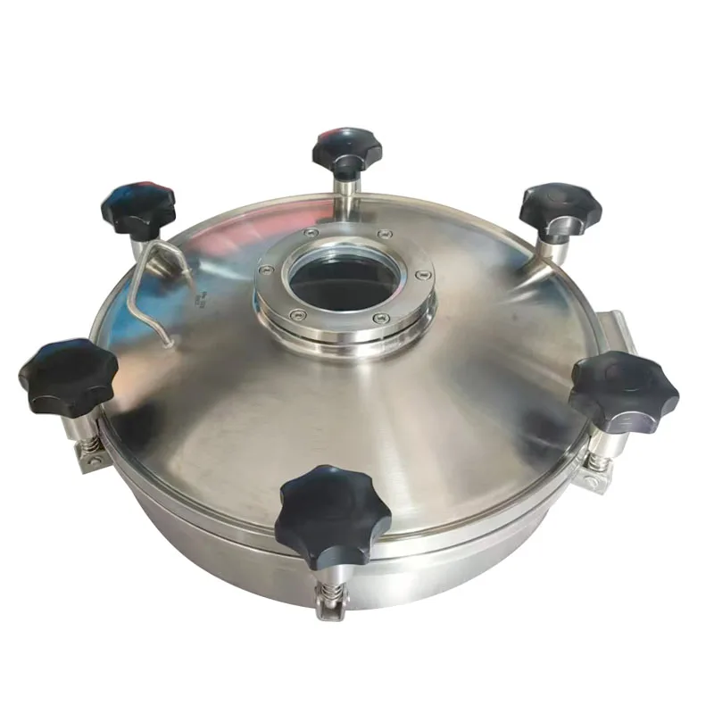 Sanitary stainless steel 316 450 mm round manhole cover with observation glass