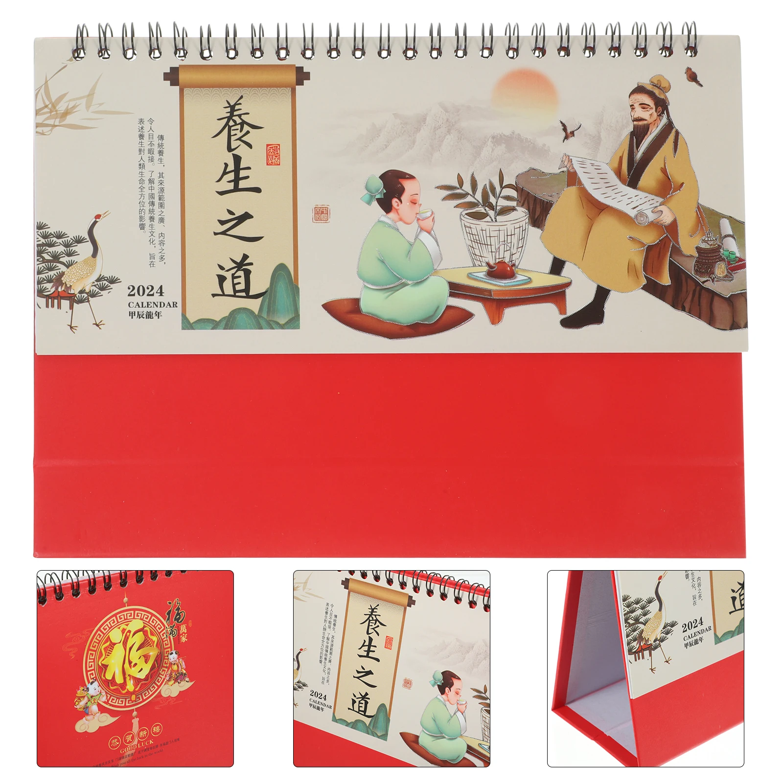 

Monthly Calendar Year of The Dragon Desk Large Wall Calendars Chinese Paper Office Red Desktop