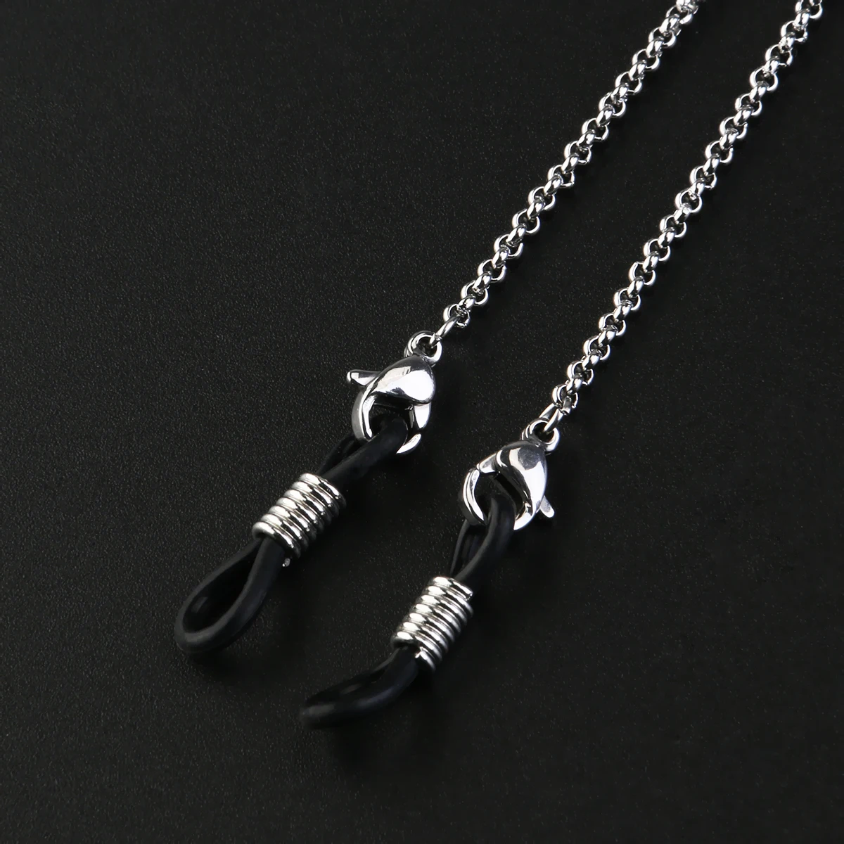 

Stainless Steel Snake Chain Eyeglass Holder Adjustable Silver Rubber Ends Non Fall Simple Fashion Practical Eyewear