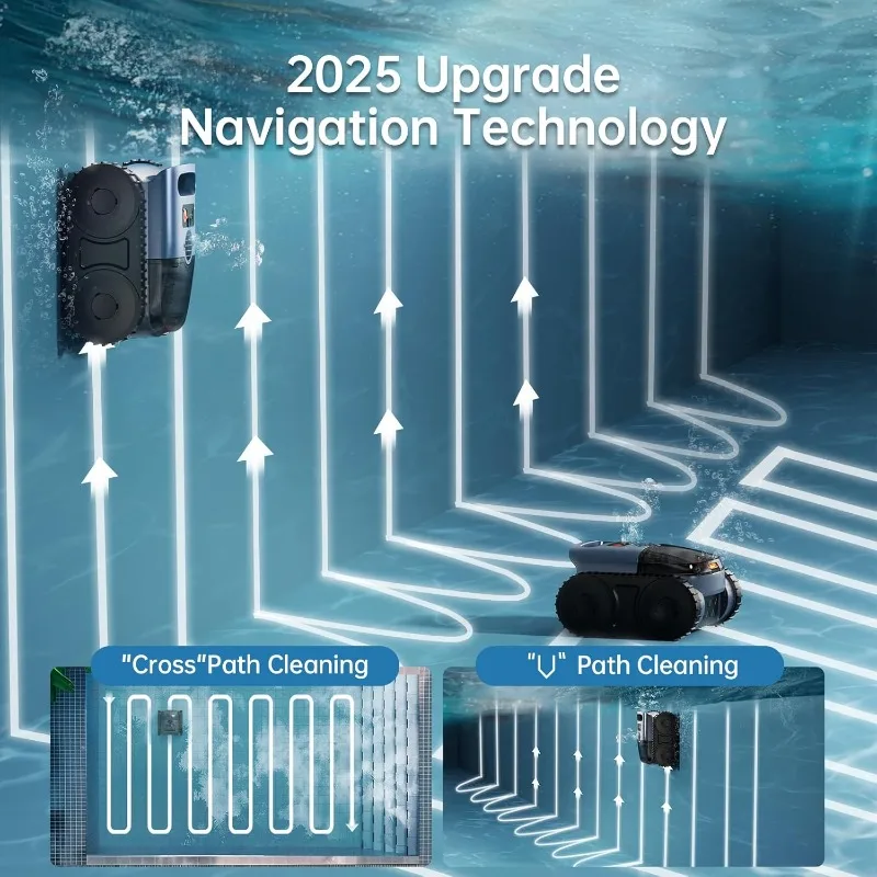 Cordless Pool Vacuum for Inground Pools: Robotic Pool Cleaner with Floor/Wall Climbing/Waterline Cleaning