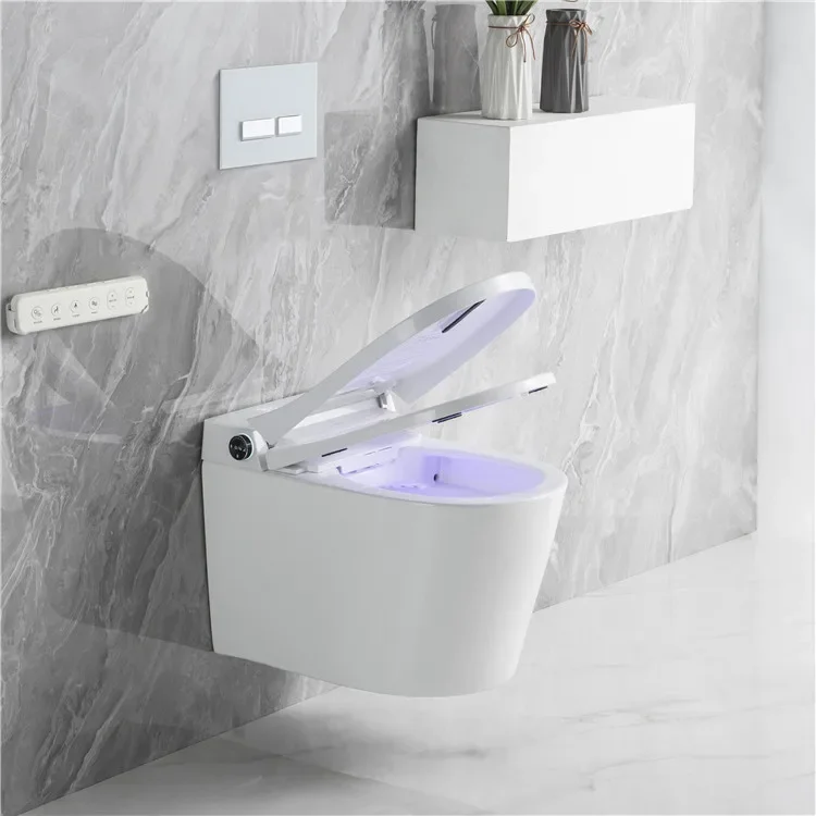 European Standard Electric Bidet Wall Mounted P Trap Automatic Toilet Bowl Bathroom White Intelligent Wc Wall Hung Smart Toilet