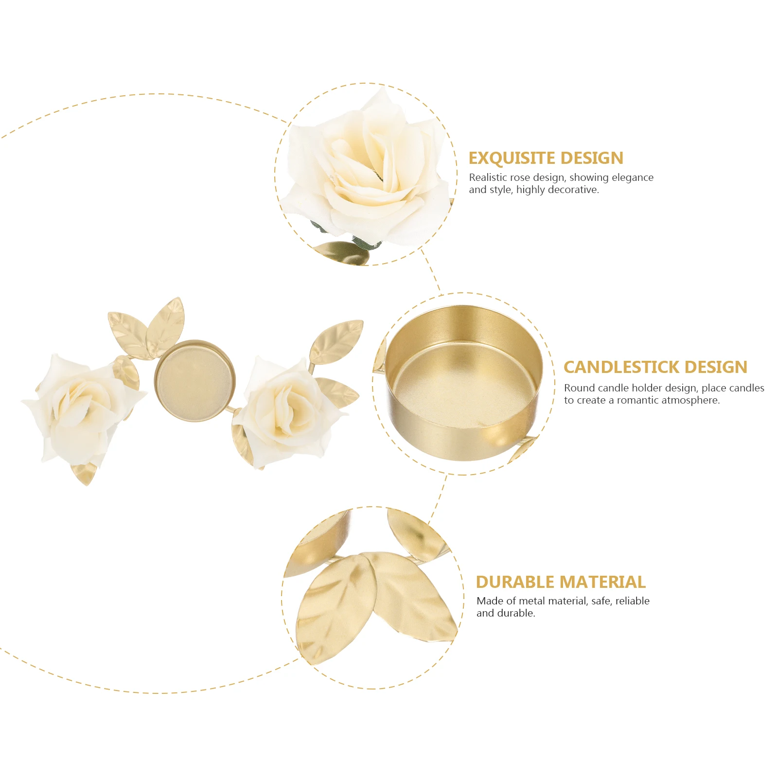 

Realistic Rose Metal Holder Wedding Decor DIY Accessories Lightweight Exquisite Workmanship Home Party Decoration