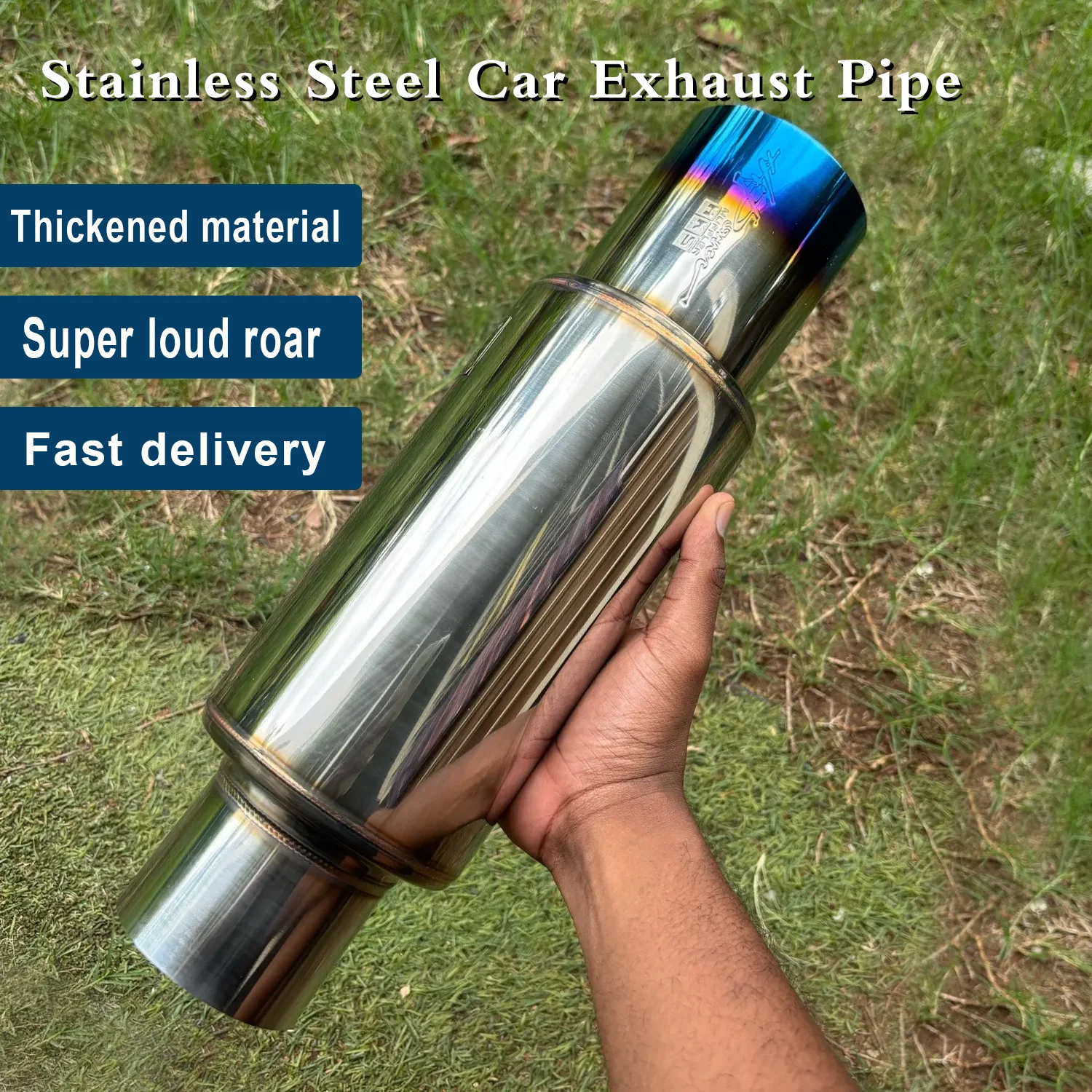 

HKS 89mm/3.5in Universal Straight drum Muffler Tail Pipe Stainless Steel Car Exhaust Pipe Car sound modification Racing Sound