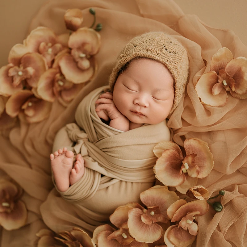 Accessoires de photographie pour bébé de 0 à 1 mois, toile de fond en maille pour bébé, décoration de prise de vue, nouveau-né, accessoires de studio rond commandés