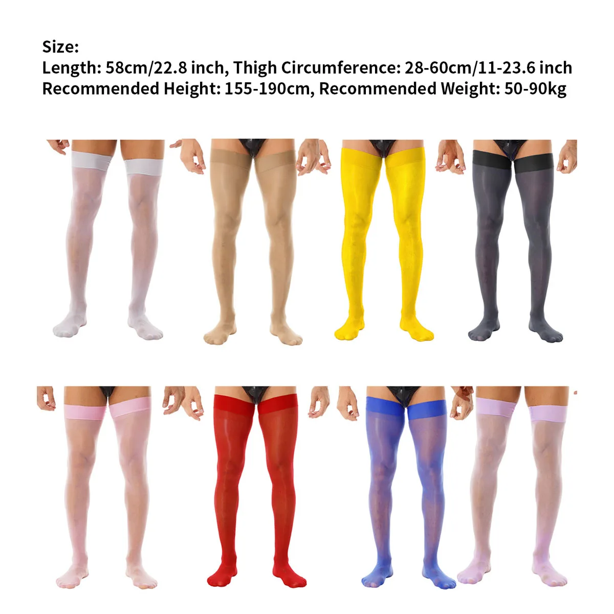 1 Pair Mens Shiny Transparent Stockings Socks Long Elastic Thigh High Gloosy Gay Male Sissy Exotic Hosiery Compression Underwear