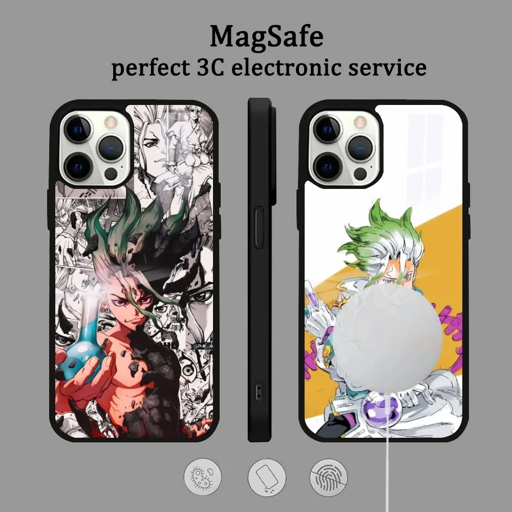 Classic Anime D-Dr. Stone Phone Case For IPhone 16 15 14 13 12 11 Pro Max Plus Mini Magsafe Mirror Wireless Magnetic Cover