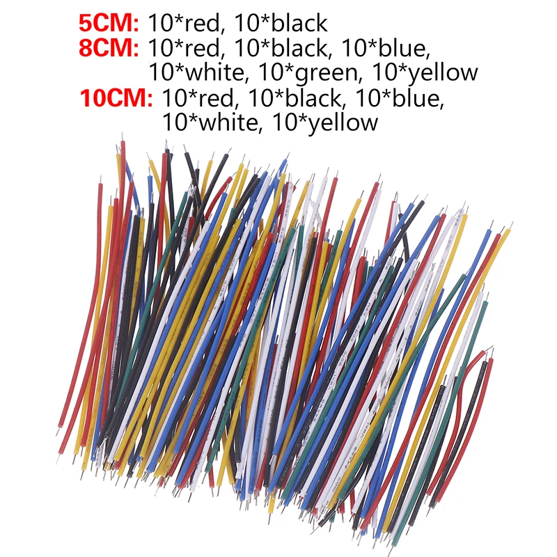 130 قطعة 24AWG اللوح سلك توصيل معزز كابل عدة مزدوجة نهاية القصدير مطلي PCB لحام كابل PVC سلك إلكتروني 5/8/10 سنتيمتر 6 ألوان